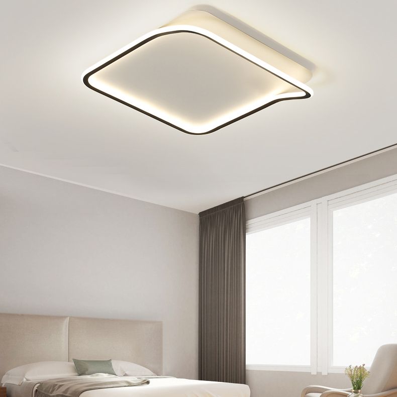 Geometric Black Flush Mount Ceiling Light Fixture Modern Style Metal Led Flush Ceiling Lights