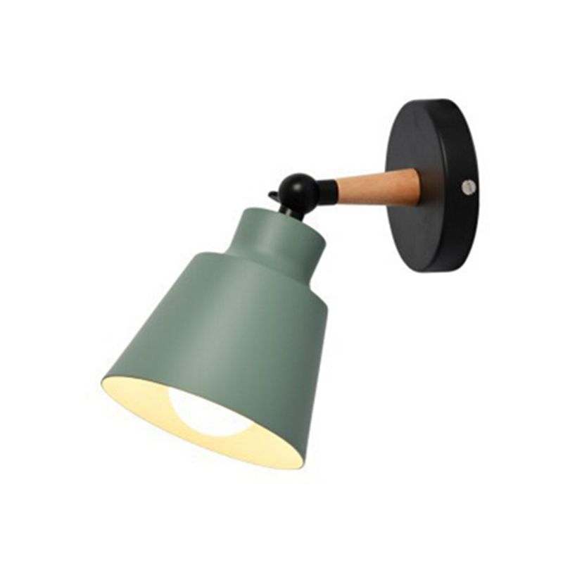 Lámpara de pared geométrica de madera de pared de la pared nórdica nórdica moderna con sombra de hierro forjado