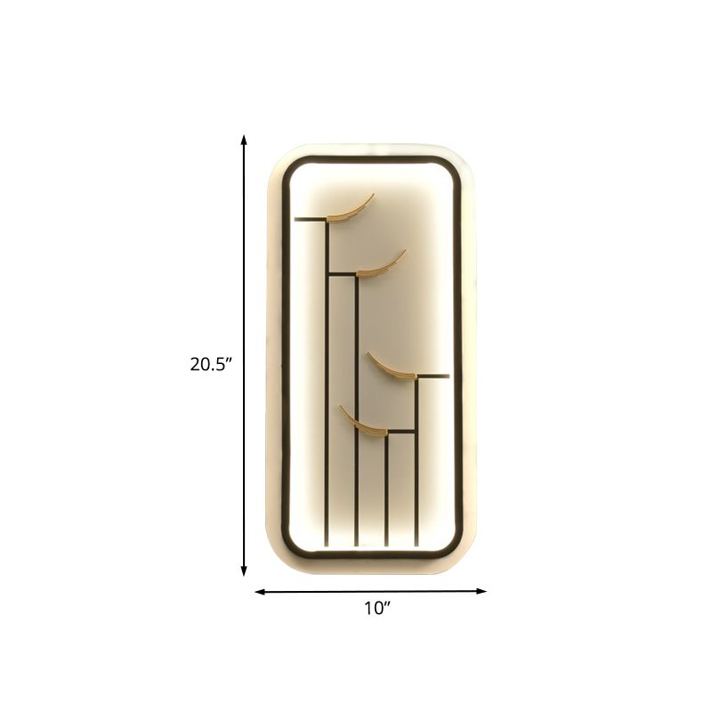 Rectangle Eave Patterned Mural Lamp Chinese Style Acrylic LED Black and White Wall Lighting Idea