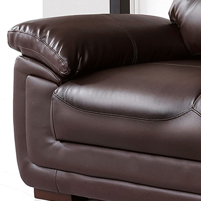 Contemporary Dark Brown Sewn Pillow Back Standard Pillow Top Arm Sofa