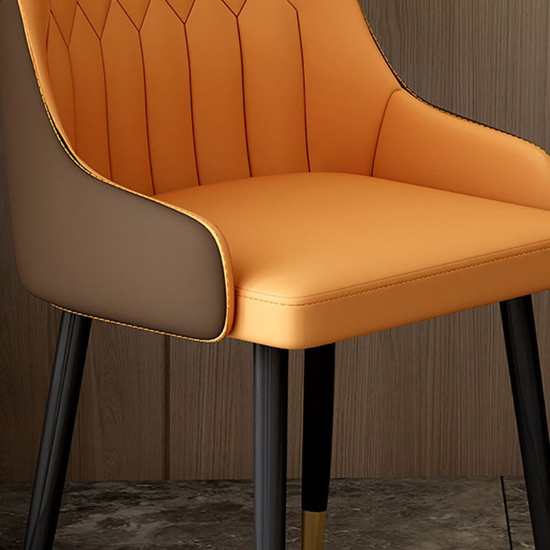 Scandinavian Solid Back Arm Chairs Leather Dining Side Chairs