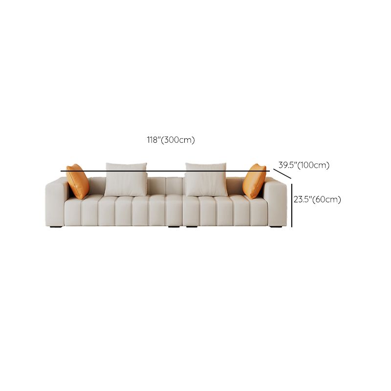 Contemporary White Sectional Sofa with Square Arms and Channel Back