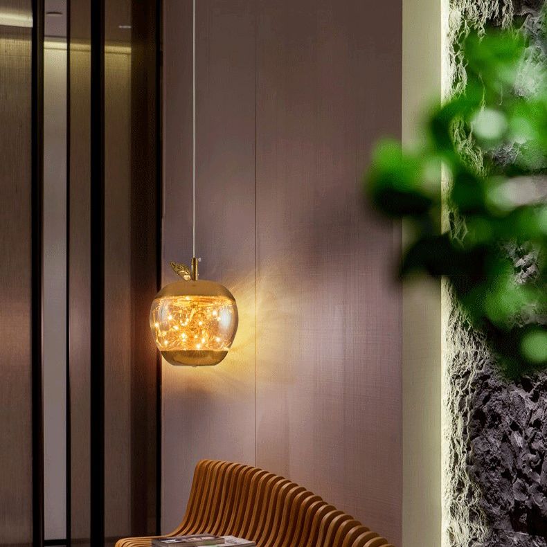 Éclairage pendentif à LED de pomme en verre contemporain 1 lampe suspendue à la tête pour salle à manger