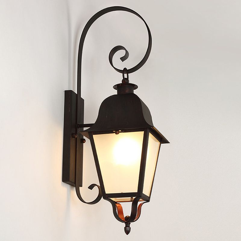 Lámpara de pared metálica de una sola luz vintage, aplique de pared impermeable para exteriores con brazo fijo para escaleras y pasillos
