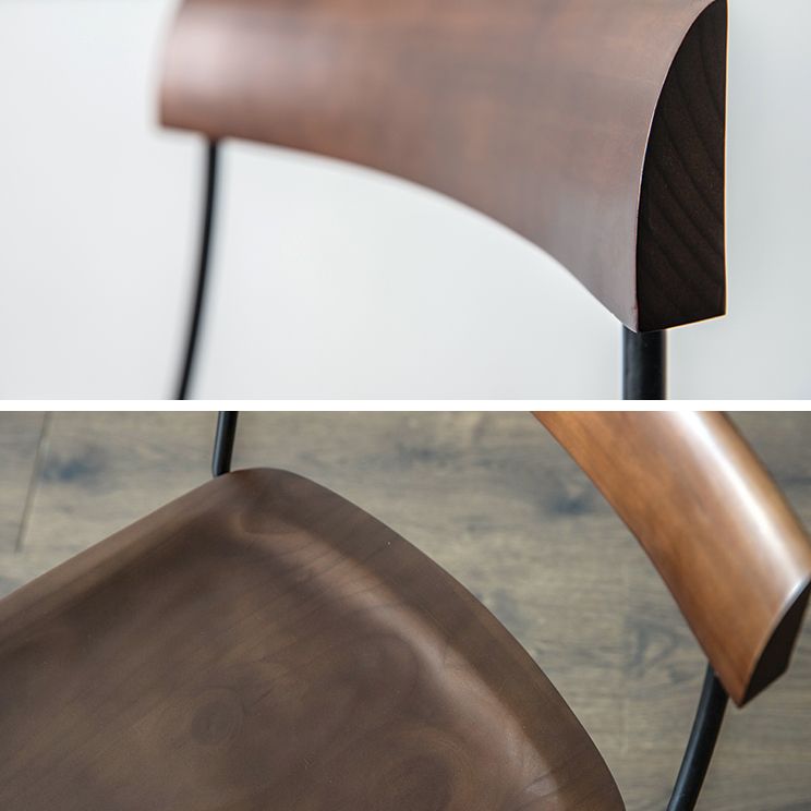 Modern Backrest Armless Wood Chair with Metal Legs for Dining Room
