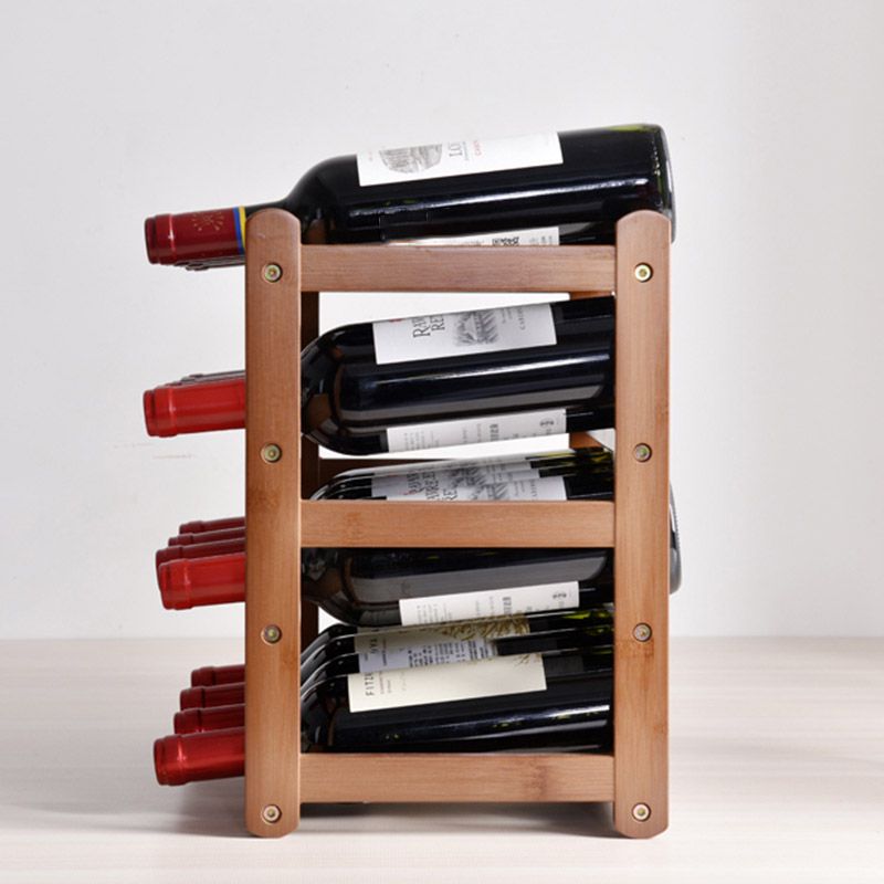Modern Countertop Wine Rack Wood Wine Bottle Rack for Living Room