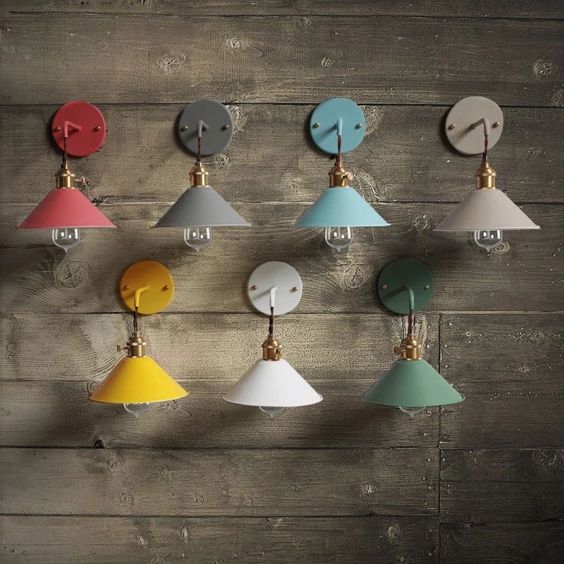Colorful Metal Wall Mount Lamp Macaroon Style Single Light Sconce for Bedroom