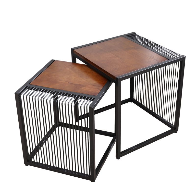 Frame 2 Nesting Coffee Table Iron & Solid Wood Cocktail Table Set