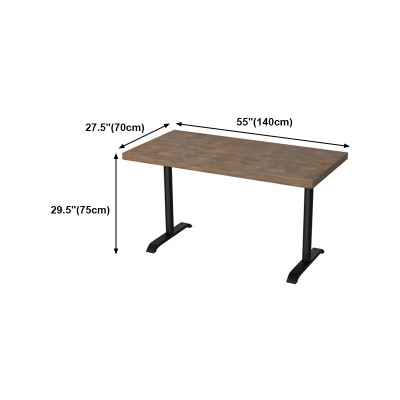 Solid Wood Dining Table Industrial Square Dining Table with Metal Base
