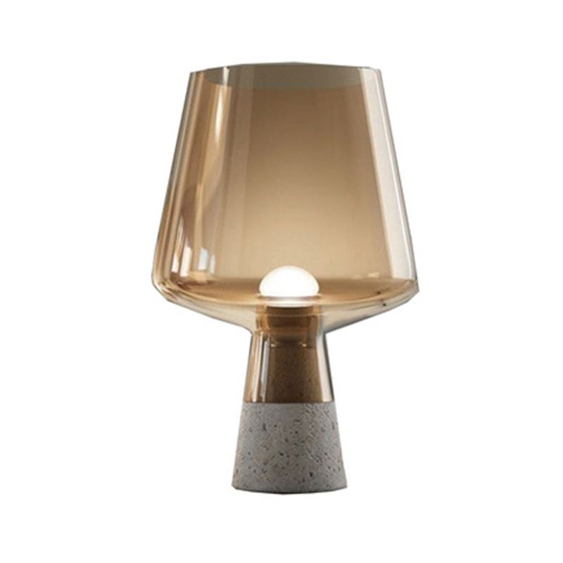 Wineglass-Like Bedside Nightstand Lamp Glass 1��Head Simplicity Table Light with Cement Base