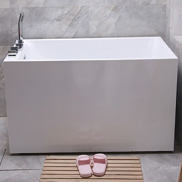 Contemporary White Acrylic Bathtub Rectangular Soaking Tub for Home