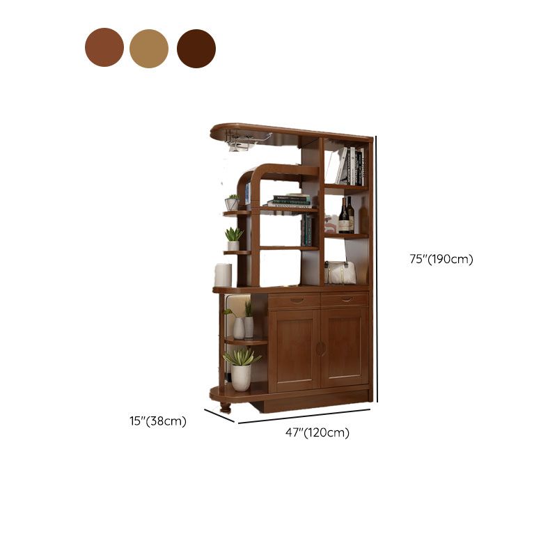 Contemporary 2-drawer Solid Wood 74.8" Tall Accent Cabinet with Doors
