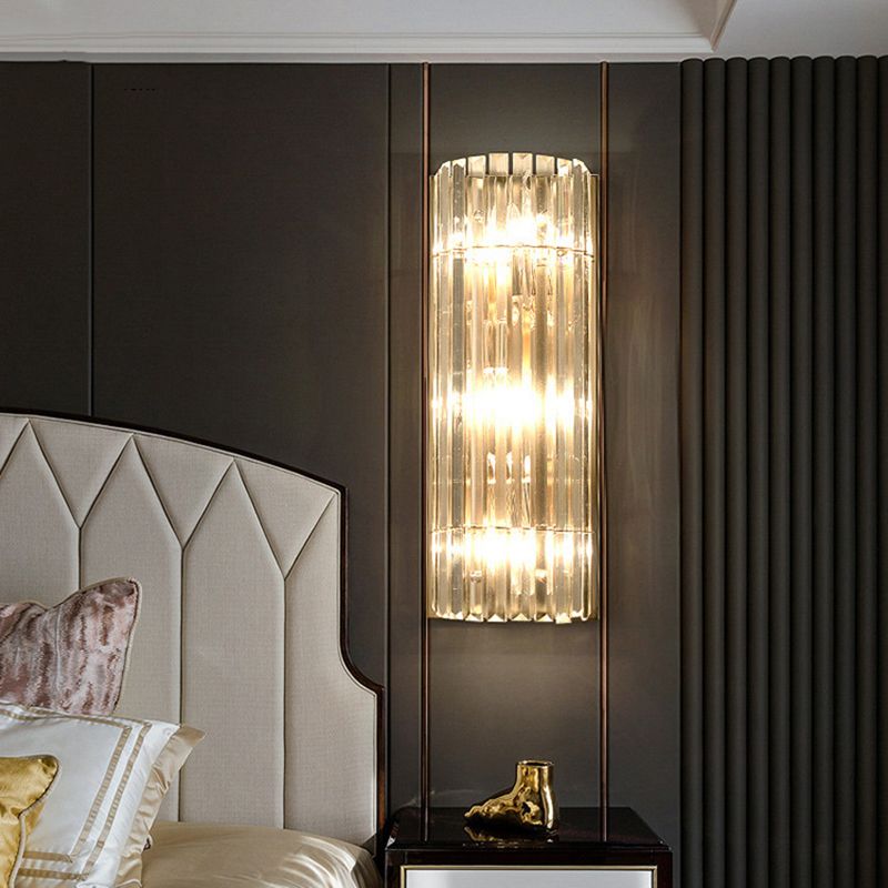 Crystal Gold Wall Light in Modern Concise Style Wrought Iron Rectangular Wall Sconce for Living Room