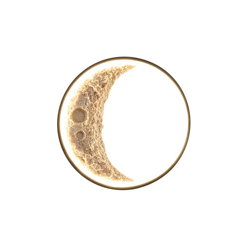 Modern Metal Wall Sconce Circle Shape Wall Light with Resin Shade for Bedroom