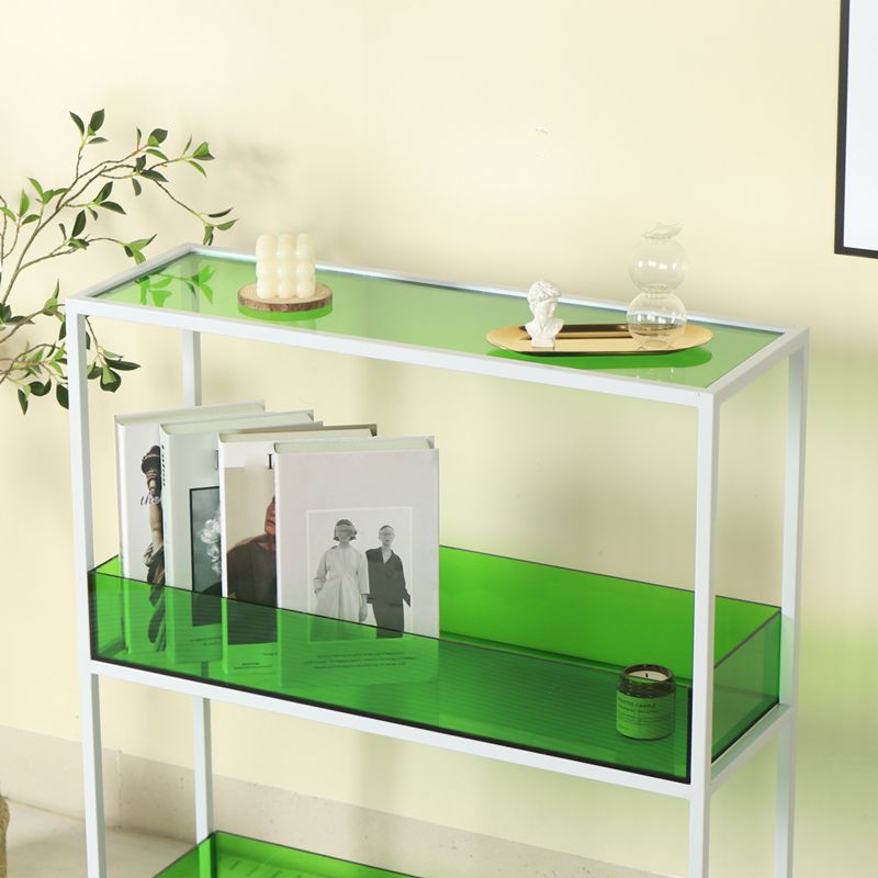 Open Scandinavian Etagere Bookshelf with White Iron Frame Acrylic Shelf