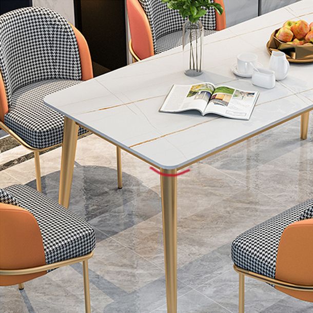 Minimalist Design 1/2/5/7 Rectangular Dining Room Table with Upholstered Chairs