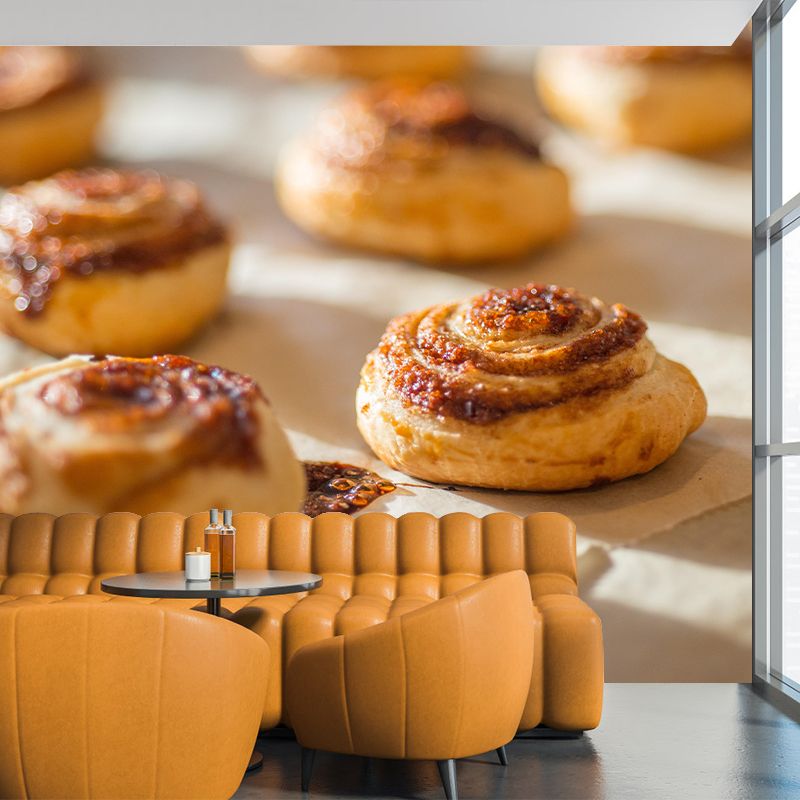Contemporary Cinnamon Rolls Wall Mural Environment Friendly Wallpaper for Cake Shop