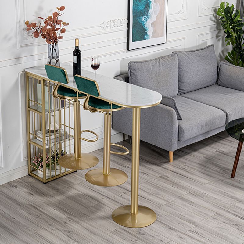 Glam Round Dining Stools Adjustable Height Bar Stools with Metal Base