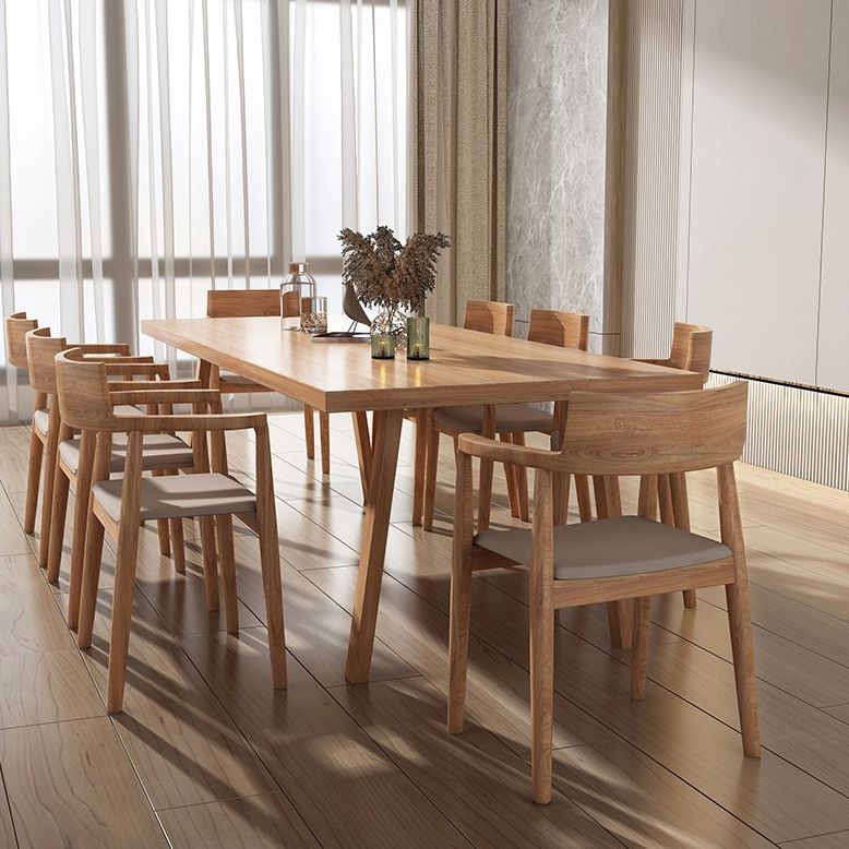Modern Pine Solid Wood Dining Room Table 4 Legs Natural Rectangle Dining Table