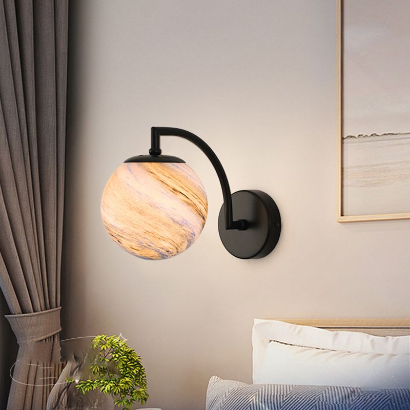 Contemporary Wall Sconce Globe Glass Wall Light Fixture for Bedroom