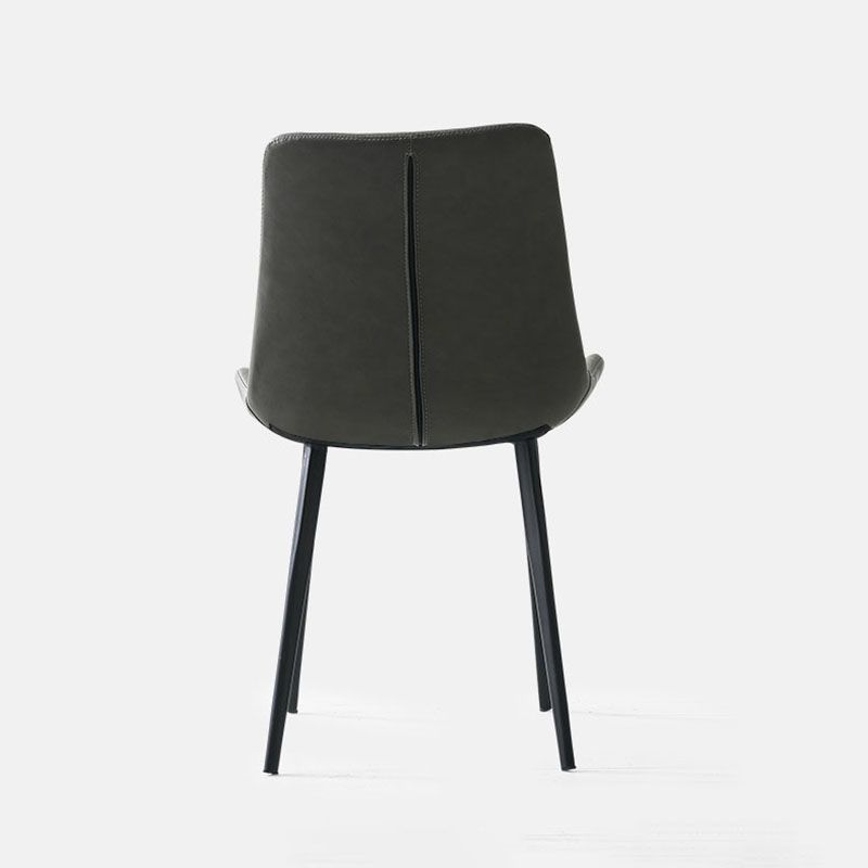 Industrial Style Solid Back Chair for Kitchen Faux Leather Dining Chairs