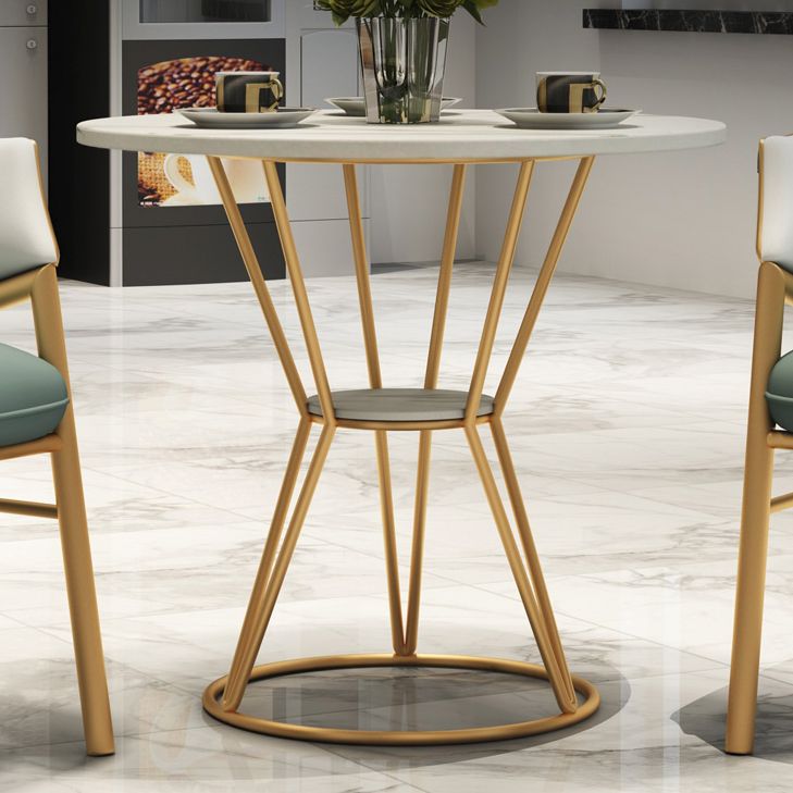 Contemporary Round Dining Table Set 1/2/5 Pcs Stone Top Dinette Set for Home