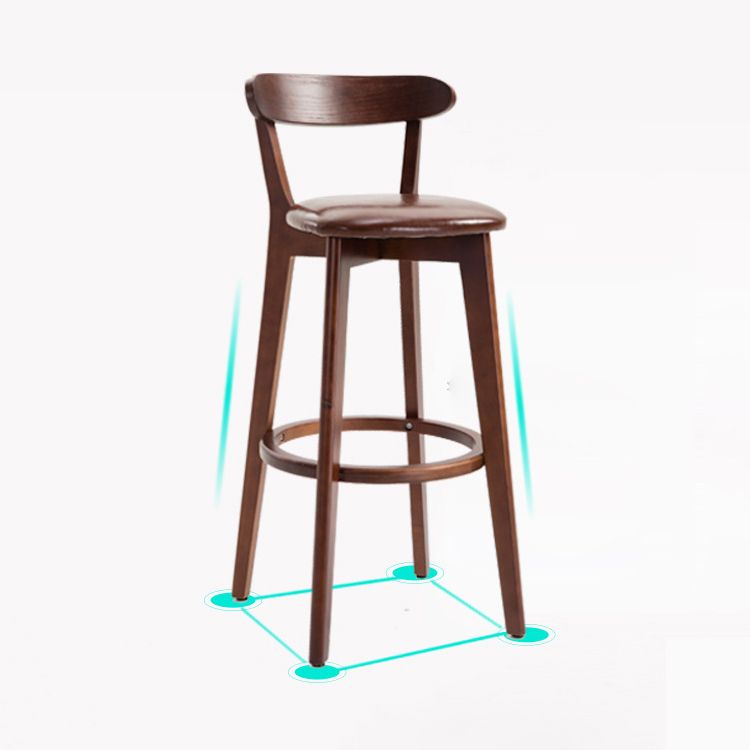Scandinavian Matte Finish Solid Wood Bar Stool Dessert Shop Footrest Stool