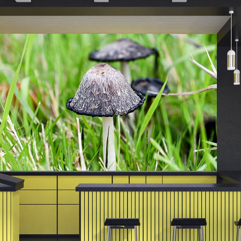 Mushrooms Mural Modern Stain Resistant Bedroom Wall Decor in Bright Color