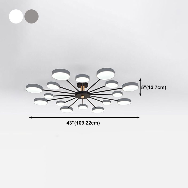 Luz de techo redondo nórdico Luz de montura de montura de luz múltiple con madera para dormitorio