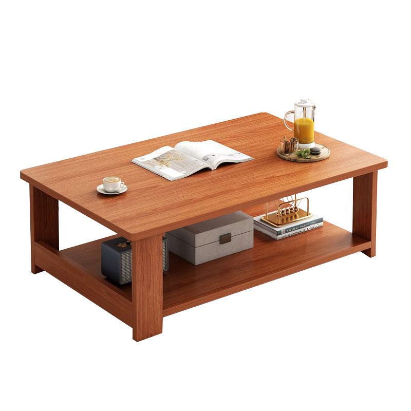 4 Legs Rectangular Coffee Table Made of Solid Wood in Wood/white/brown/gray Cocktail Table