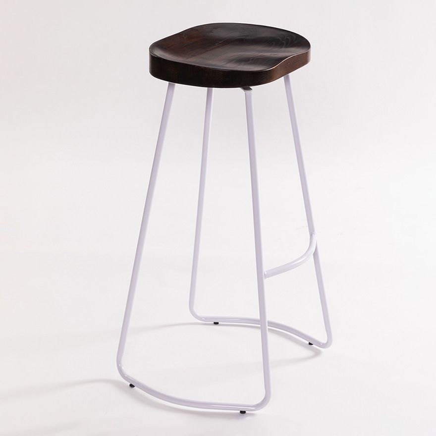 Industrial Bar and Counter Stool Solid Wood Stool with White Base
