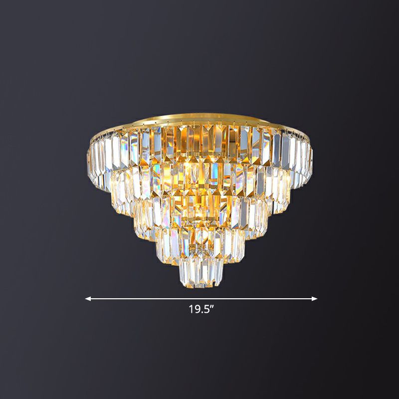 Crystal Tiered Tapered Ceiling Flush Light Postmodern Clear Flush Mount Halterung für Schlafzimmer