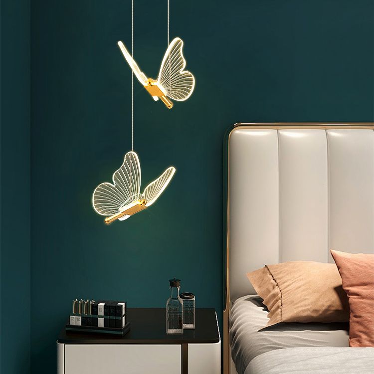 Luxurious Butterfly Style Hanging Ceiling Light, Acrylic Integrated LED Multi Light Pendant Lighting