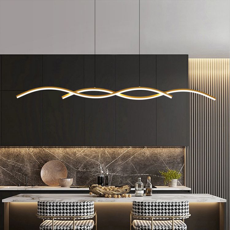 Dining Room LED Island Light Modern Style Kitchen Bar LED Wavy Dining Pendant Lamp