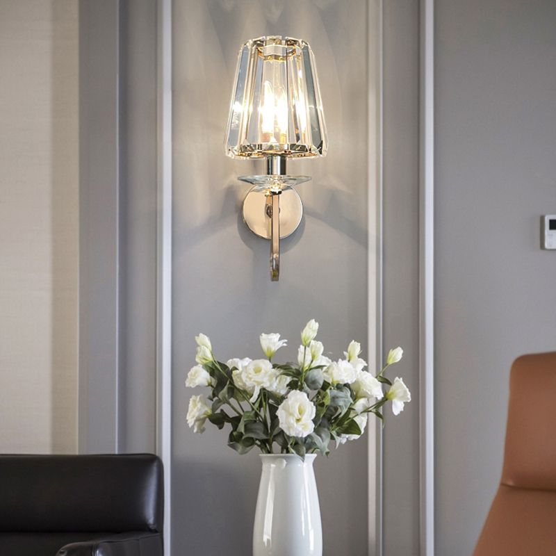 Crystal Geometric Shape Wall Sconces Modern 1 Light Wall Mount Light Fixture in Gold