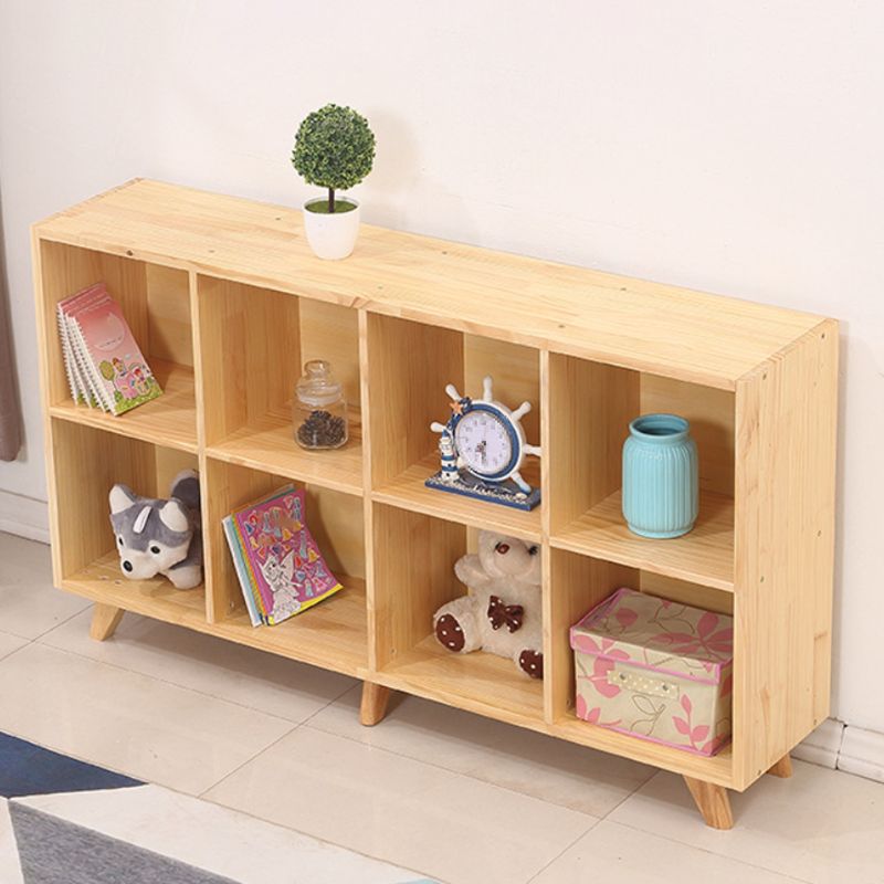 Wooden Natural Bookcase Contemporary Closed Back Standard Bookshelf