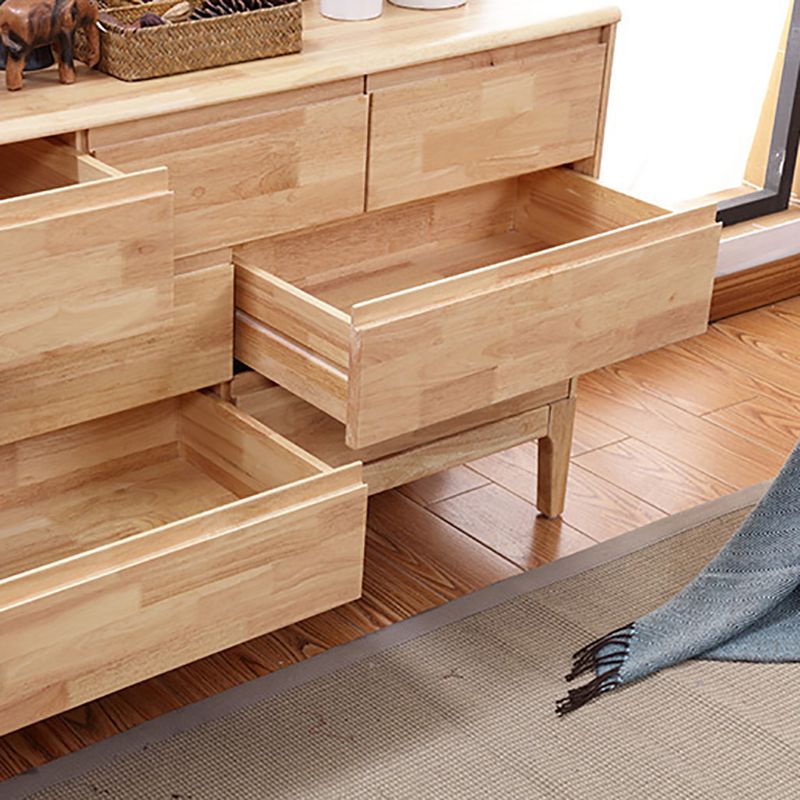 Contemporary Natural Accent Chest Rubberwood Chest with Drawers