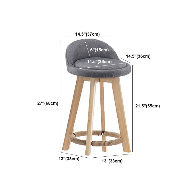 Modern Solid Wood base Bar Stool Upholstered Footrest Bar Stool