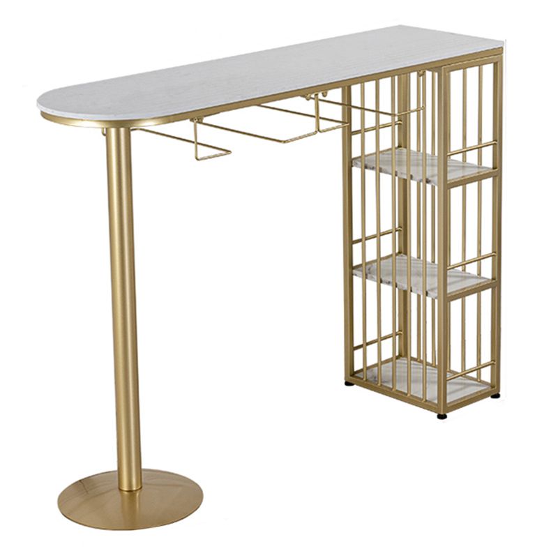 Specialty Indoor Bar Table White Modern Pub Table with Metal Storage