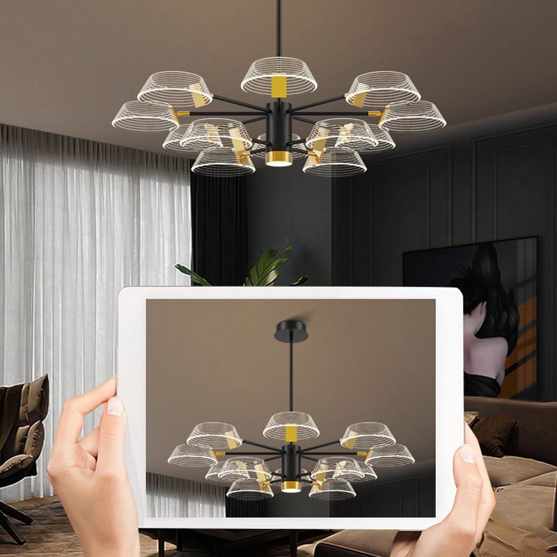 Lámpara de colgación de múltiples luces de metal de estilo moderno estilo del tambor para dormitorio