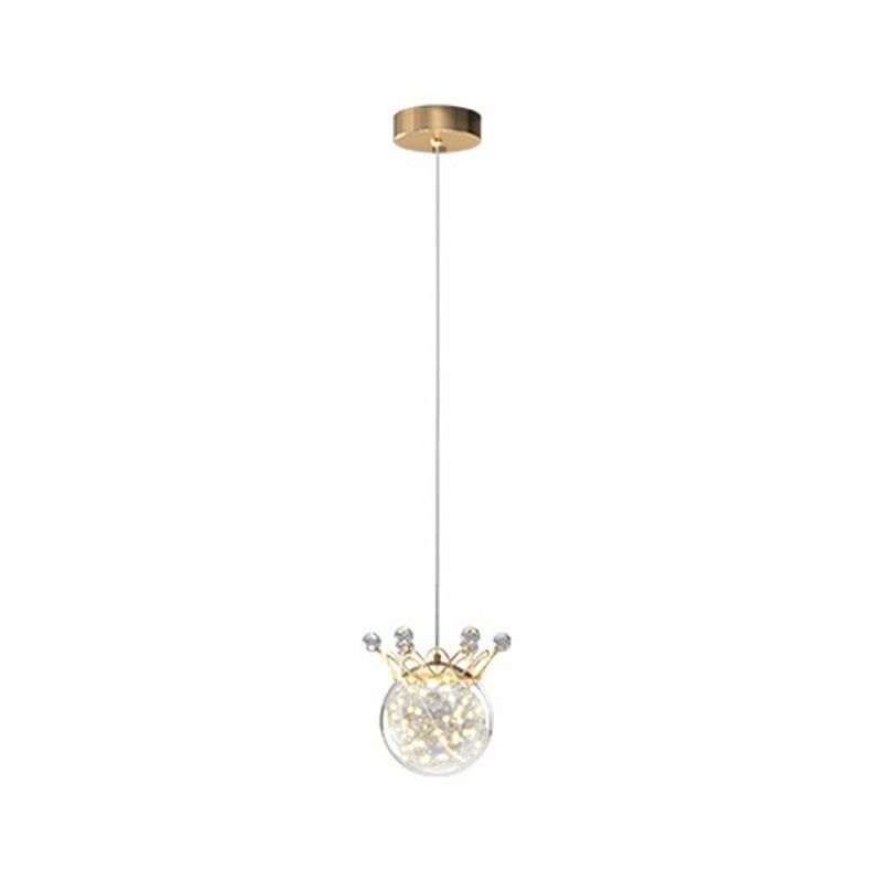1 Light Spherical Hanging Pendant Modern Style Glass Hanging Lighting for Bedside
