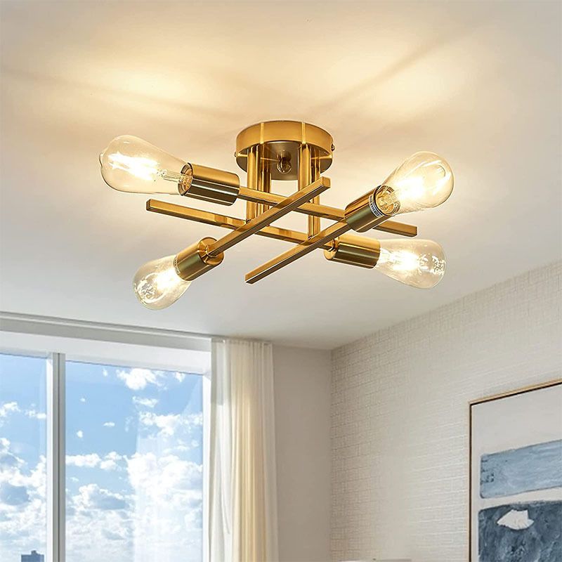 Industrial Retro Semi Flush Mount Sputnik Ceiling Light for Interior Spaces