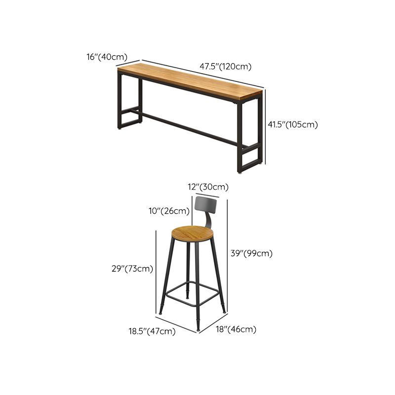 Modern 1/3 Pieces Bar Table Set Rectangle Pine Wood Counter Table with Stools for Cafe