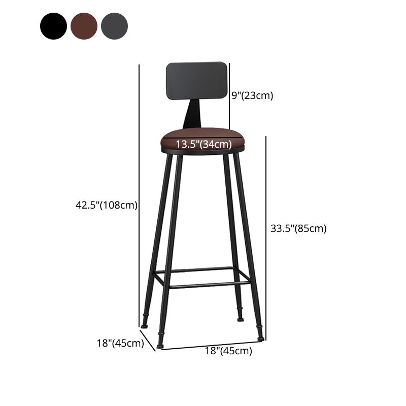 Taburete industrial sin brazos para mostrador, taburete de bar de hierro para cajero con cojín de cuero