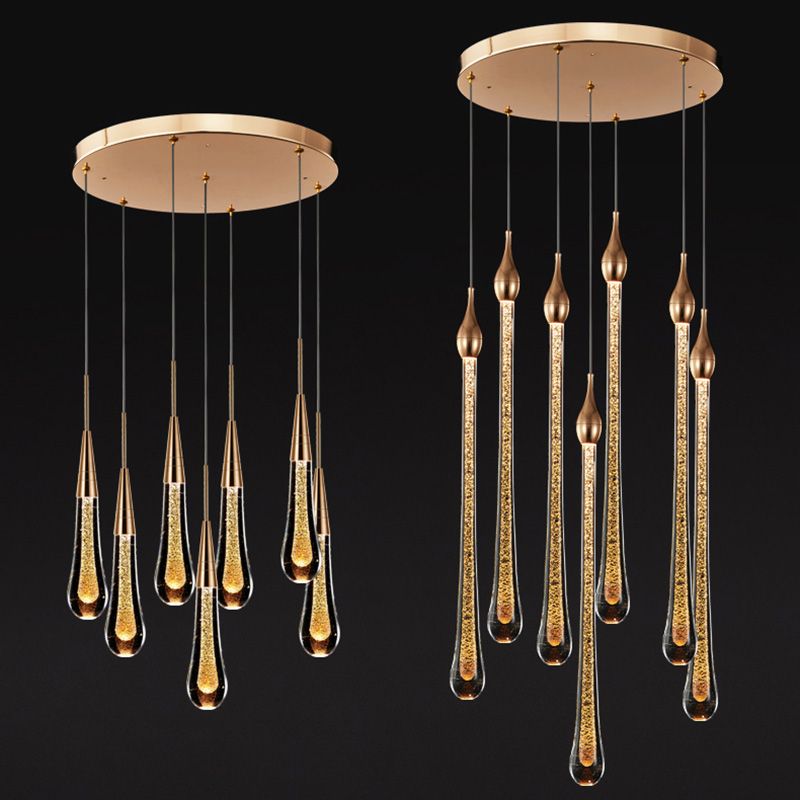 Tear Shape Crystal Hanging Light Fixture LED Simple Luxury Style Indoor Chandelier Pendant Light