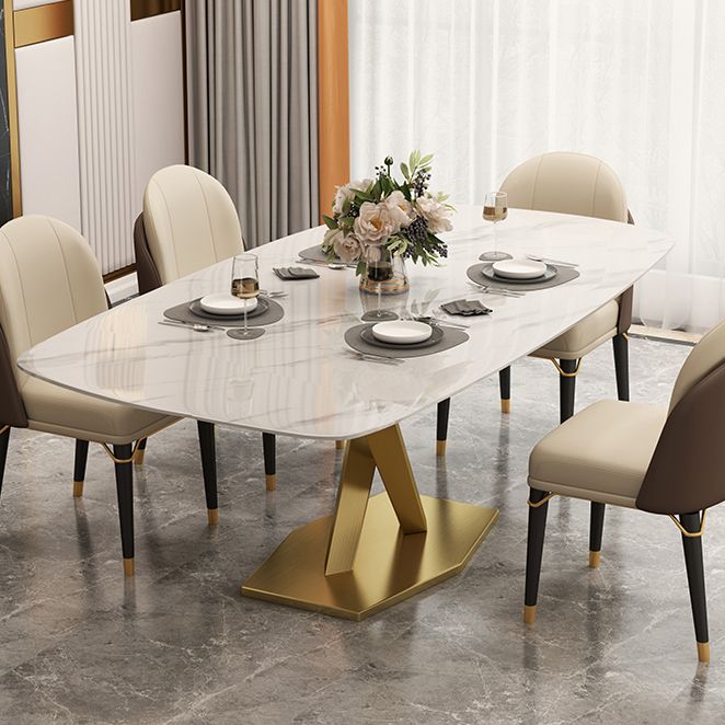 Metal Contemporary Rectangular Table Sintered Stone Table for Dining Room