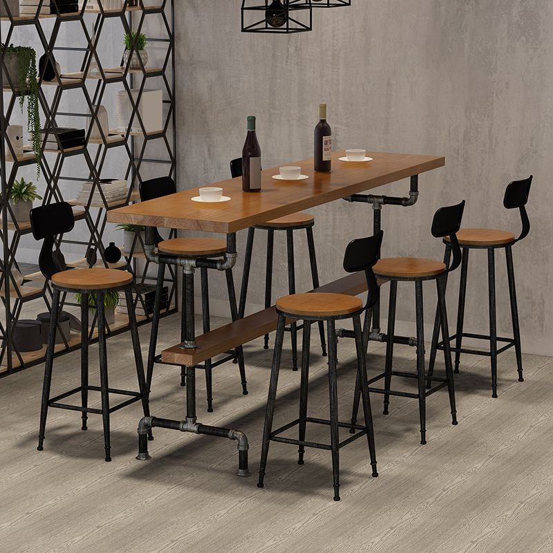 Modern 1/2/4/7 Pieces Solid Wood Pub Table Set Rectangular Counter Table