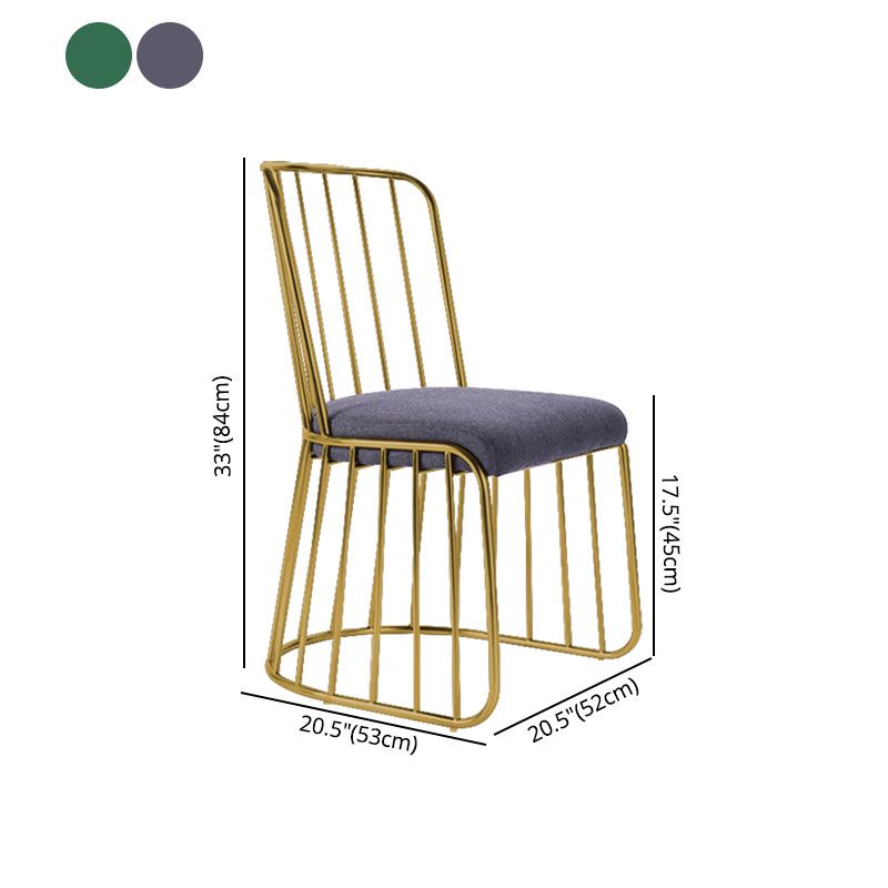 Glam Metal Dining Room Chair Windsor Back Side Chair for Home Use