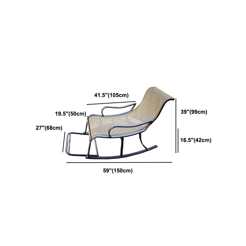 Rattan and Metal Rocker Chair Contemporary Spindle Rocking Accent Chair for Outdoor