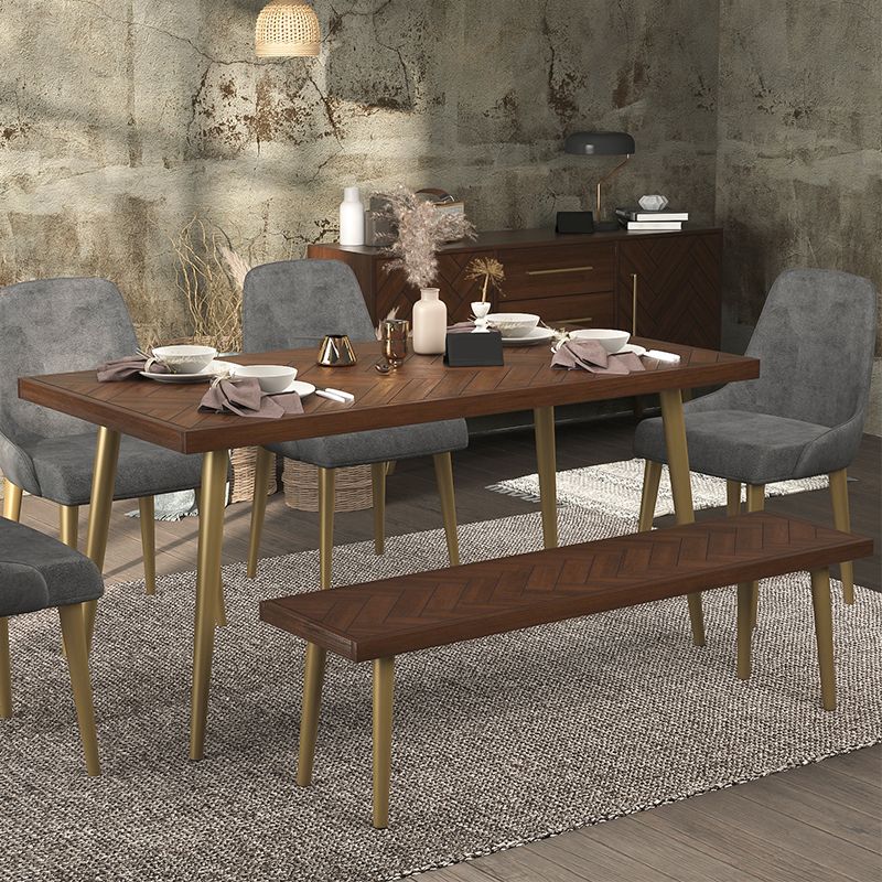 Mesa de comedor de madera maciza de estilo de lujo 4 Pats Base Rectangle Mesa para el hogar